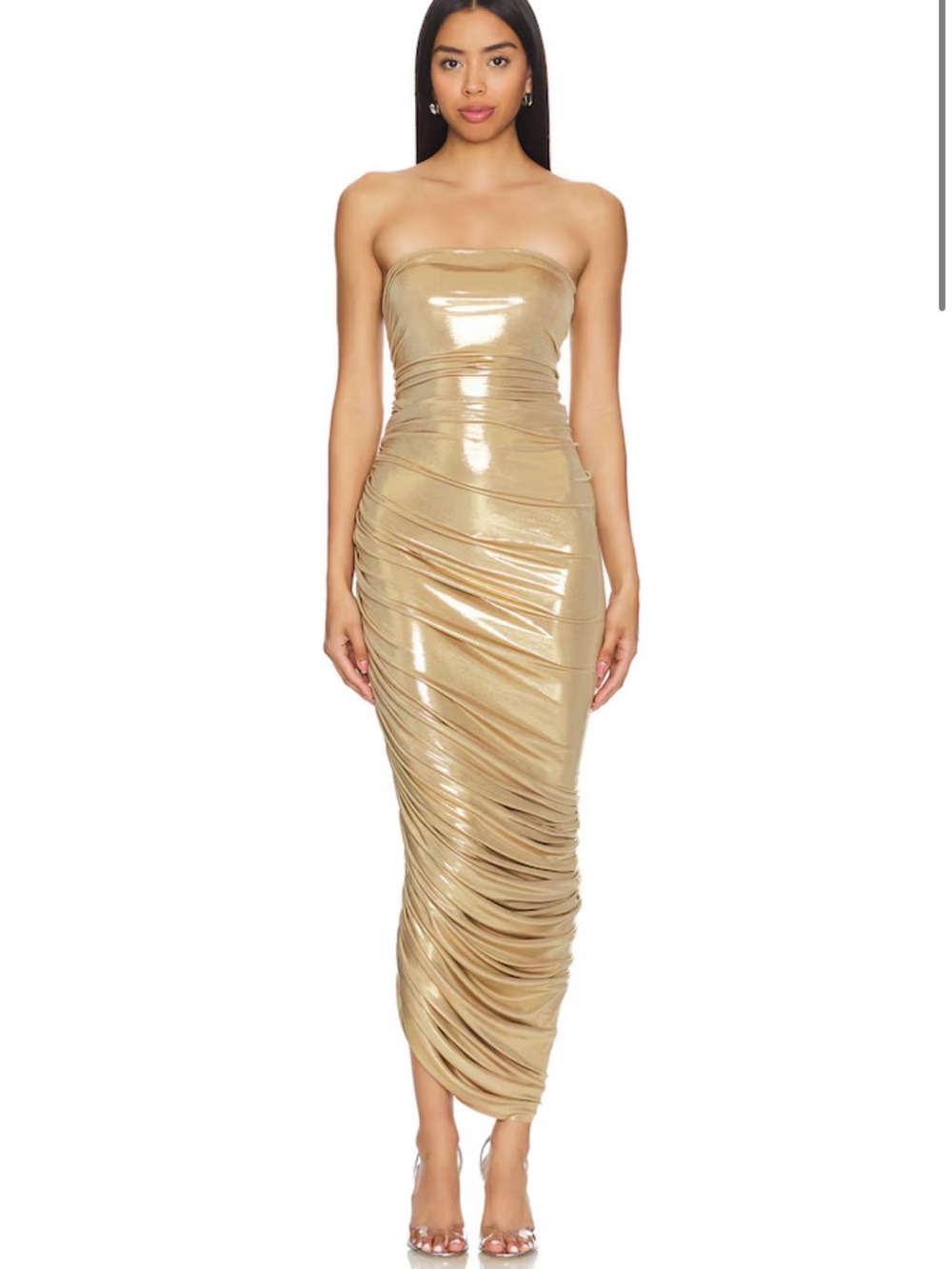 Norma Kamali Strapless Diana Gown in Gold size small